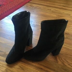 Jessica Simpson paisley velvet gogo boots, black, size 10